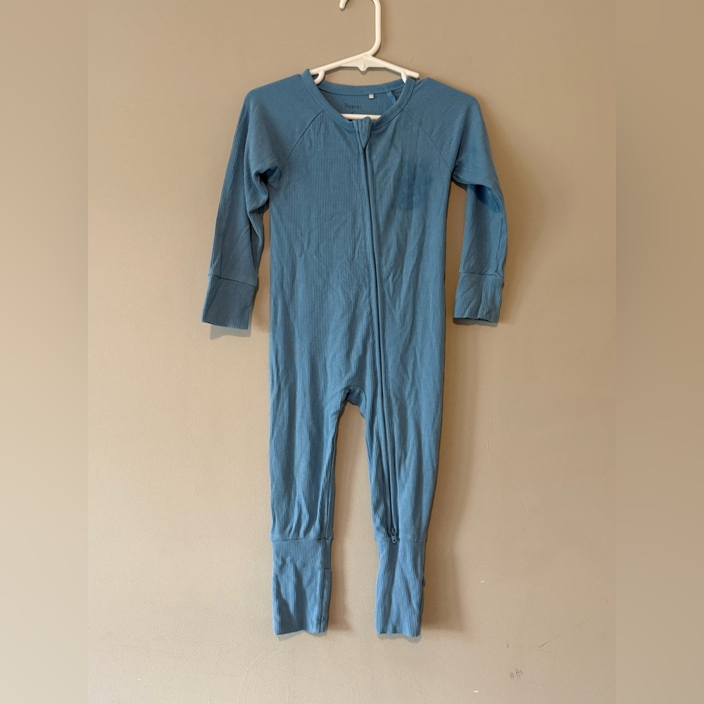 In My Jammers Blue Ribbed Bamboo Zippy